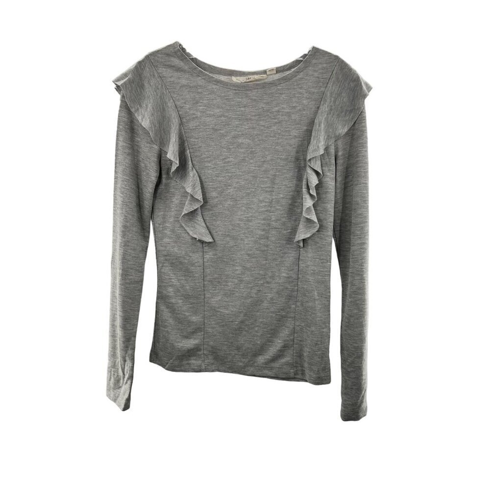 L.O.G.G Women's Long Sleeve Ruffle Round Neck Top Size XS